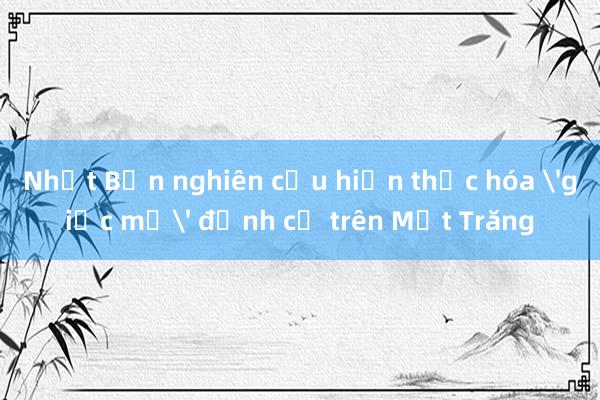 Nhật Bản nghiên cứu hiện thực hóa 'giấc mơ' định cư trên Mặt Trăng