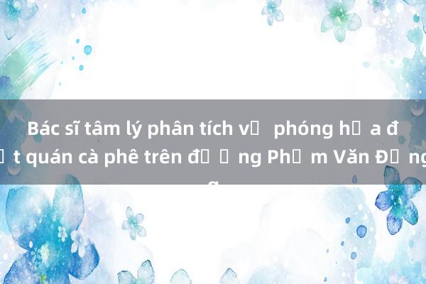 Bác sĩ tâm lý phân tích vụ phóng hỏa đốt quán cà phê trên đường Phạm Văn Đồng